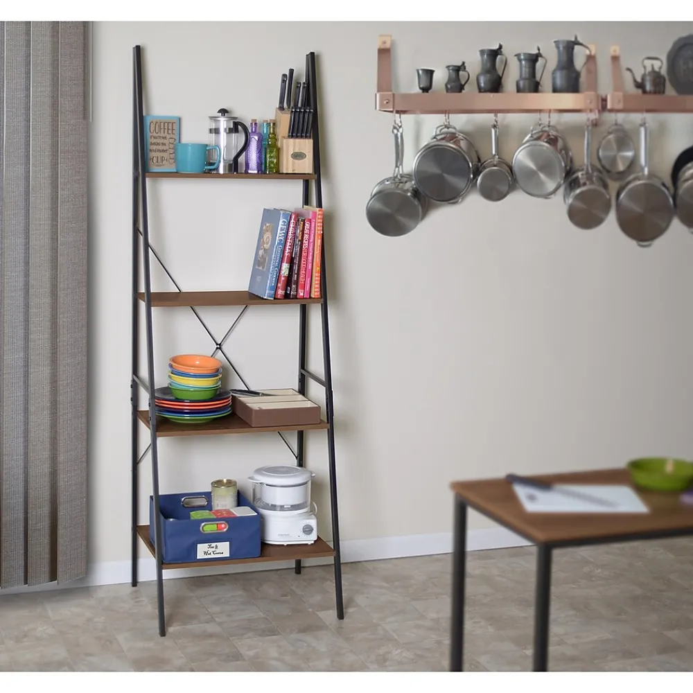 Bookcases*Niche Soho 4 Shelf 72"H Ladder Bookcase, Urban Walnut (NSBC7224UW)