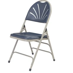 Folding & Stacking*National Public Seating NPS 1100 Series Deluxe Fan Back With Triple Brace Double Hinge Folding Chair, Dark Blue, 4 (1115/4)