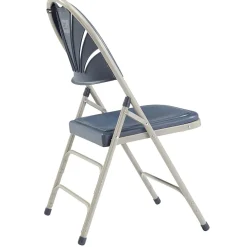 Folding & Stacking*National Public Seating NPS 1100 Series Deluxe Fan Back With Triple Brace Double Hinge Folding Chair, Dark Blue, 4 (1115/4)