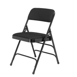 Folding & Stacking*National Public Seating NPS 2300 Series Fabric Padded Triple Brace Double Hinge Premium Folding Chairs, Midnight Black/Black, 100 Pack (2310/100)
