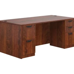 Office Desks*Offices to go Superior Laminate Double Pedestal Desk, Box/File, American Dark Cherry, 29.5"x71"x36"