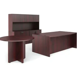 Office Desks*Global Offices to Go Superior Lam Bundle 8, American Mhgny Lam, 71" W x 143"L x 29.5"H/71"H, 42"L/W