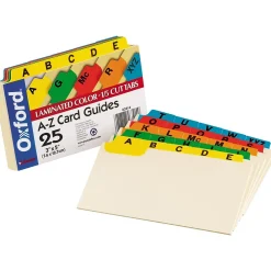 Index Cards*Oxford Laminated Alpha Index Card Guides, 3" x 5" , Manila, 25/Set (OXF03514)