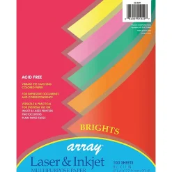 Multipurpose Paper*Pacon 8.5" x 11" Multipurpose Colored Paper, 20 lb., Assorted Brights, 100 Sheets Per Pack/3 Packs (PAC101049-3)