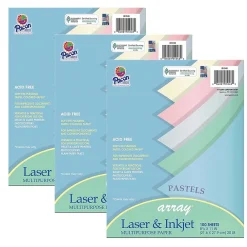 Classroom Paper*Pacon Array Computer Paper, 8.5" x 11", Assorted Pastel, 100 Sheets/Pack, 3/Pack (PAC101048-3)