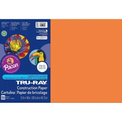 Construction Paper*Pacon Tru-Ray 12" x 18" Construction Paper, Electric Orange, 50 Sheets/Pack, 3 Packs/Bundle (PAC103405-3)