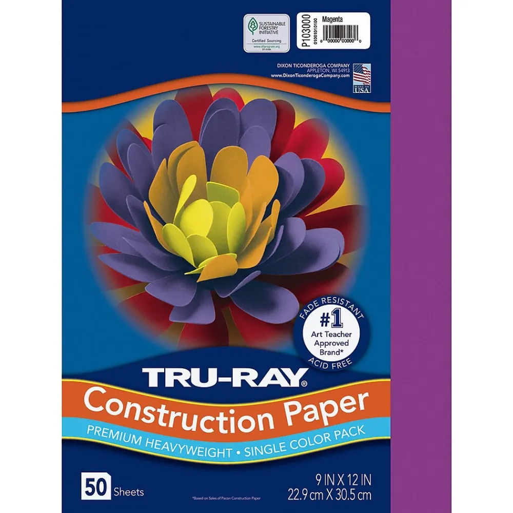 Construction Paper*Pacon Tru-Ray 9" x 12" Construction Paper, Magenta, 50 Sheets/Pack (PAC103000)