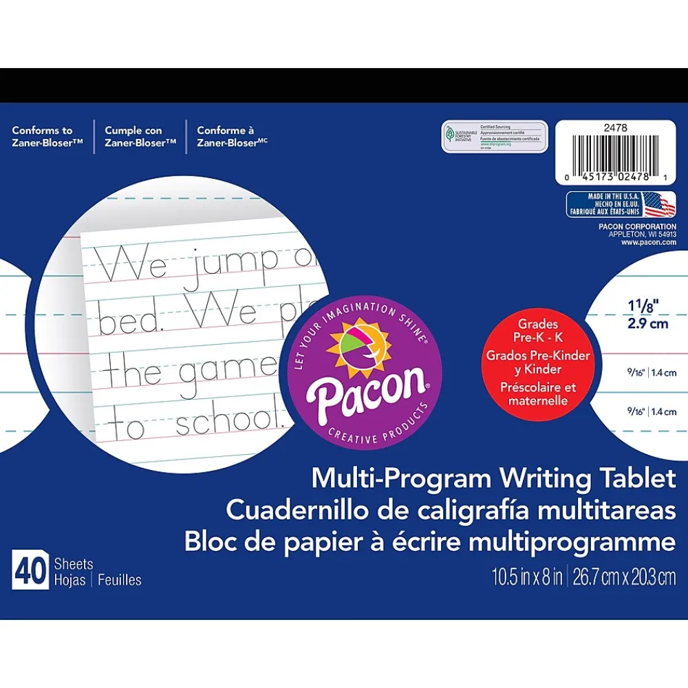 Classroom Paper*Pacon Zaner-Bloser Multi-Program Handwriting Tablet Paper, Grades Kindergarten