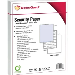 Security & Carbon*Paris DocuGard Advanced 8.5" x 11" Security Paper, 24 lbs., Blue, 500 Sheets/Ream, 2500/Carton (04546)