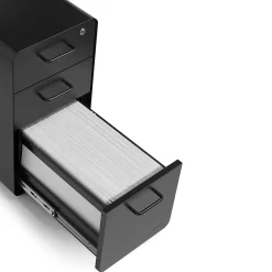 File Cabinets*Poppin Black Slim Stow 3-Drawer Vertical File Cabinet, Black (104666)