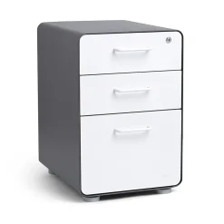 File Cabinets*Poppin , 3-Drawer File Cabinet, Charcoal + White (103539)