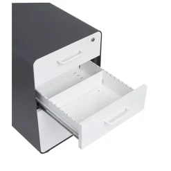 File Cabinets*Poppin Stow 3-Drawer File Cabinet, Rolling Cabinet with Casters, Letter/Legal, Charcoal/White, 20"D (103698)