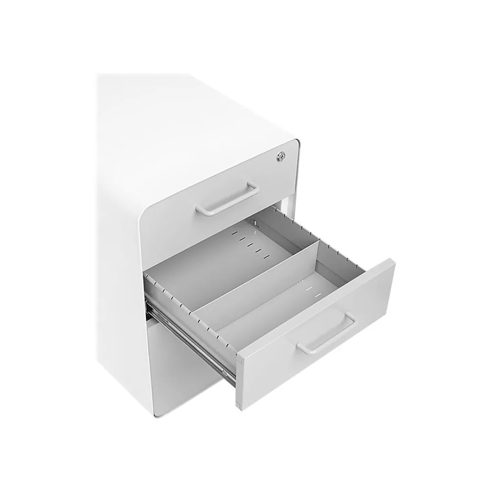 File Cabinets*Poppin Stow 3-Drawer Mobile Vertical File Cabinet, Letter/Legal Size, Lockable, 24"H x 15.75"W x 20"D, White/Light Gray (101251)