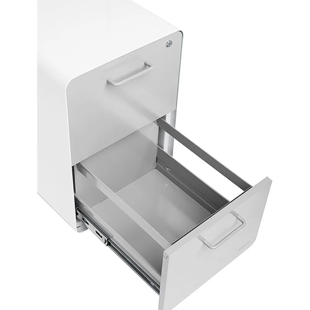 File Cabinets*Poppin Stow 2-Drawer Mobile Vertical File Cabinet, Letter/Legal Size, Lockable, 25"H x 15.75"W x 20"D, White and Gray (102257)