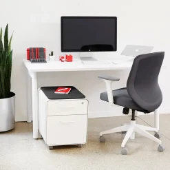 File Cabinets*Poppin Stow 2-Drawer Mobile Vertical File Cabinet, Letter/Legal Size, Lockable, 21.5"H x 15.75"W x 20"D, Light Gray (104732)