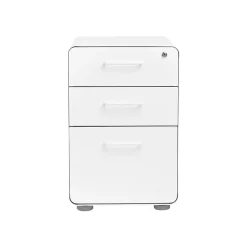 File Cabinets*Poppin Stow 3-Drawer Mobile Vertical File Cabinet, Letter/Legal Size, Lockable, 24"H x 15.75"W x 20"D, White (100425)