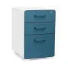 File Cabinets*Poppin Stow 3-Drawer Vertical Locking File Cabinet, White & Slate Blue, 16" (105944)