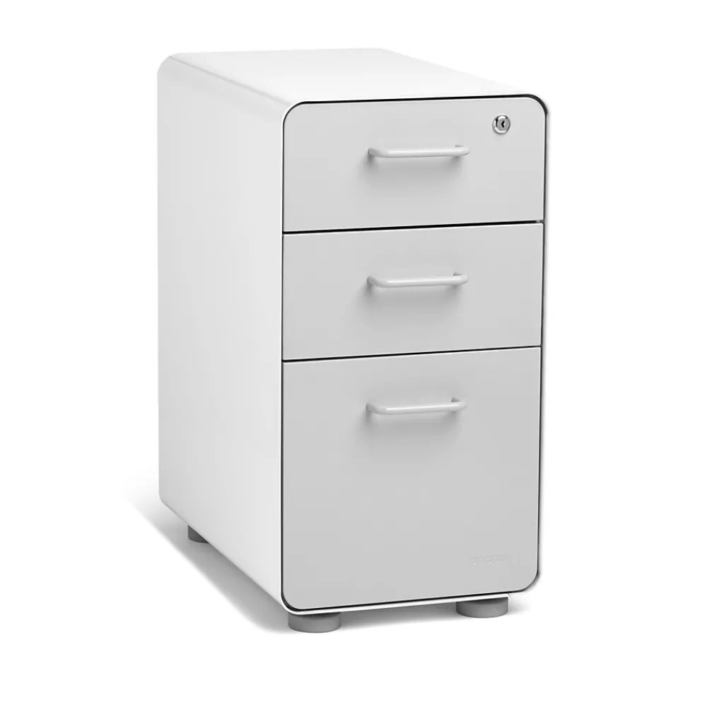 File Cabinets*Poppin White + Light Gray Slim Stow 3-Drawer vertical File Cabinet, Light Gray (104668)