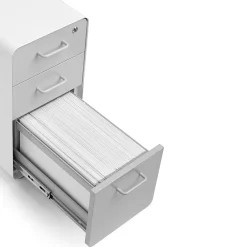 File Cabinets*Poppin White + Light Gray Slim Stow 3-Drawer vertical File Cabinet, Light Gray (104668)
