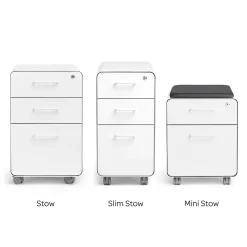 File Cabinets*Poppin White + Light Gray Slim Stow 3-Drawer vertical File Cabinet, Light Gray (104668)