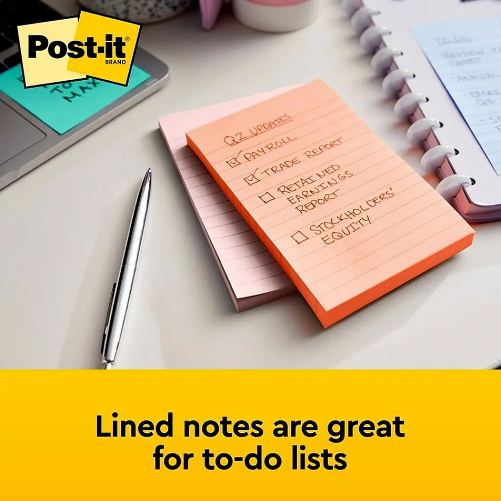 Post-It Notes*Post-it Greener Recycled Notes, 4" x 6", Collection, Lined, 100 Sheet/Pad, 5 Pads/Pack (6605PKRPA) Sweet Sprinkles