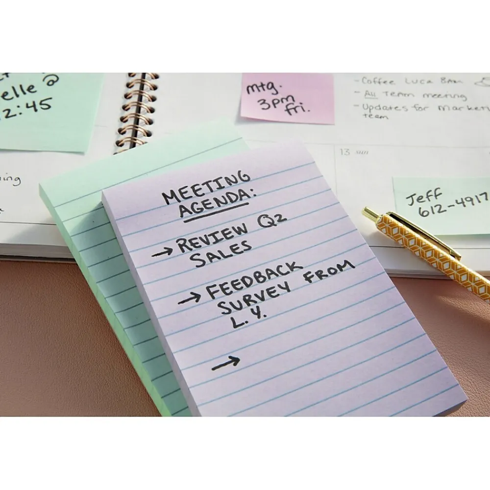 Post-It Notes*Post-it Greener Recycled Notes, 4" x 6", Collection, Lined, 100 Sheet/Pad, 5 Pads/Pack (6605PKRPA) Sweet Sprinkles