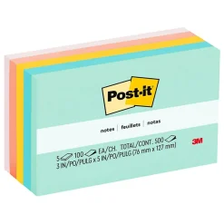 Post-It Notes*Post-it Notes, 3" x 5", Collection, 100 Sheet/Pad, 5 Pads/Pack (655AST) Beachside Café