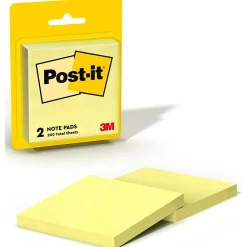 Post-It Notes*Post-it Notes, 3" x 3", Canary Collection, Lined, 100 Sheet/Pad, 2 Pads/Pack (630PK2)