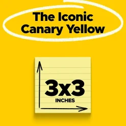 Sticky Notes*Post-it Notes, 3" x 3", Canary Collection, Lined, 100 Sheet/Pad, 6 Pads/Pack (630-6PK) Canary Yellow
