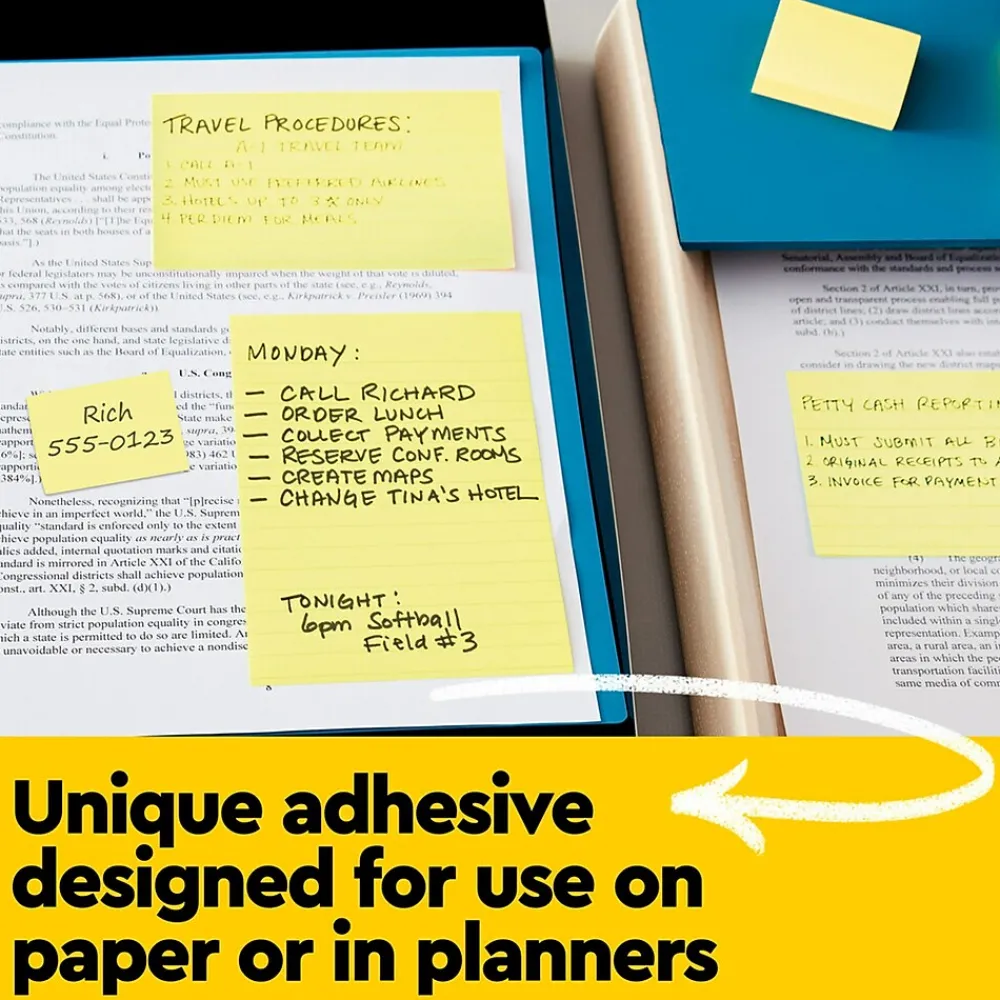 Sticky Notes*Post-it Notes, 3" x 3", Canary Collection, Lined, 100 Sheet/Pad, 6 Pads/Pack (630-6PK) Canary Yellow