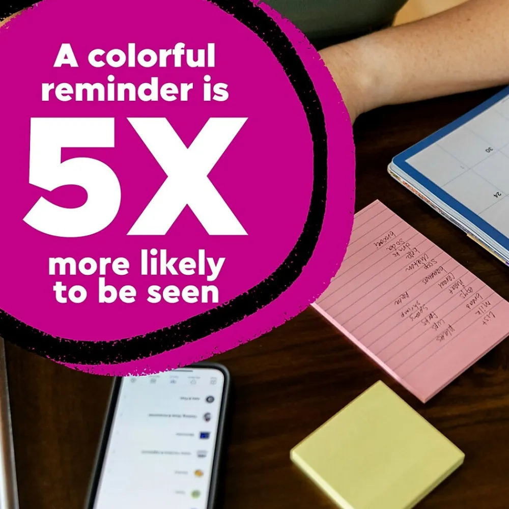 Post-It Notes*Post-it Notes, 4" x 6", Canary Collection, Lined, 100 Sheet/Pad, 5 Pads/Pack (6605PK) Canary Yellow