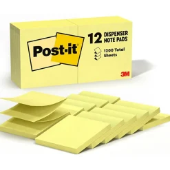 Sticky Notes*Post-it Pop-up Notes, 3" x 3", Canary Collection, 100 Sheet/Pad, 12 Pads/Pack (R330-YW)