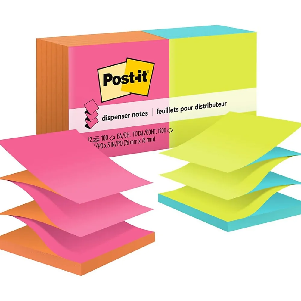 Sticky Notes*Post-it Pop-up Notes, 3" x 3", Poptimistic Collection, 100 Sheet/Pad, 12 Pads/Pack (R330NALT)