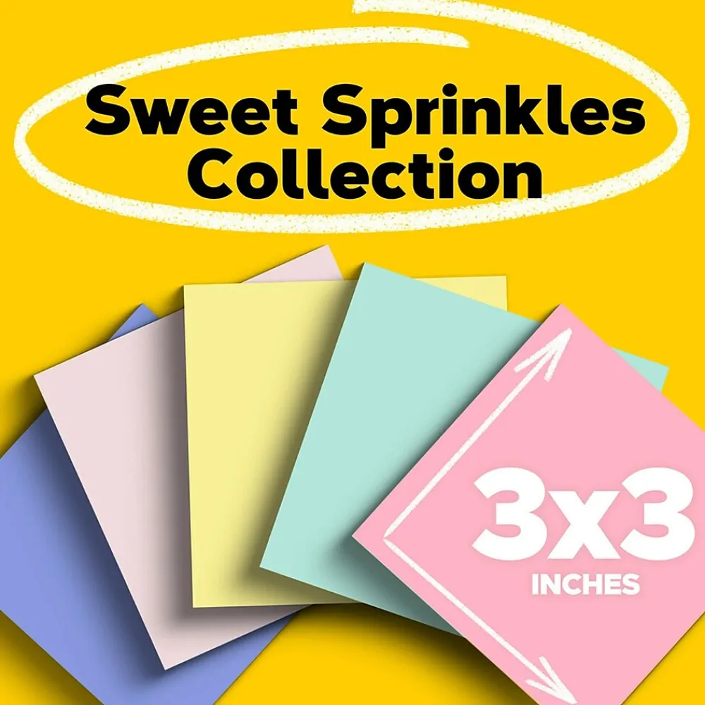 Post-It Notes*Post-it Recycled Notes, 3" x 3", Sweet Sprinkles Collection, 100 Sheet/Pad, 12 Pads/Pack (654-RP-A/654-A)
