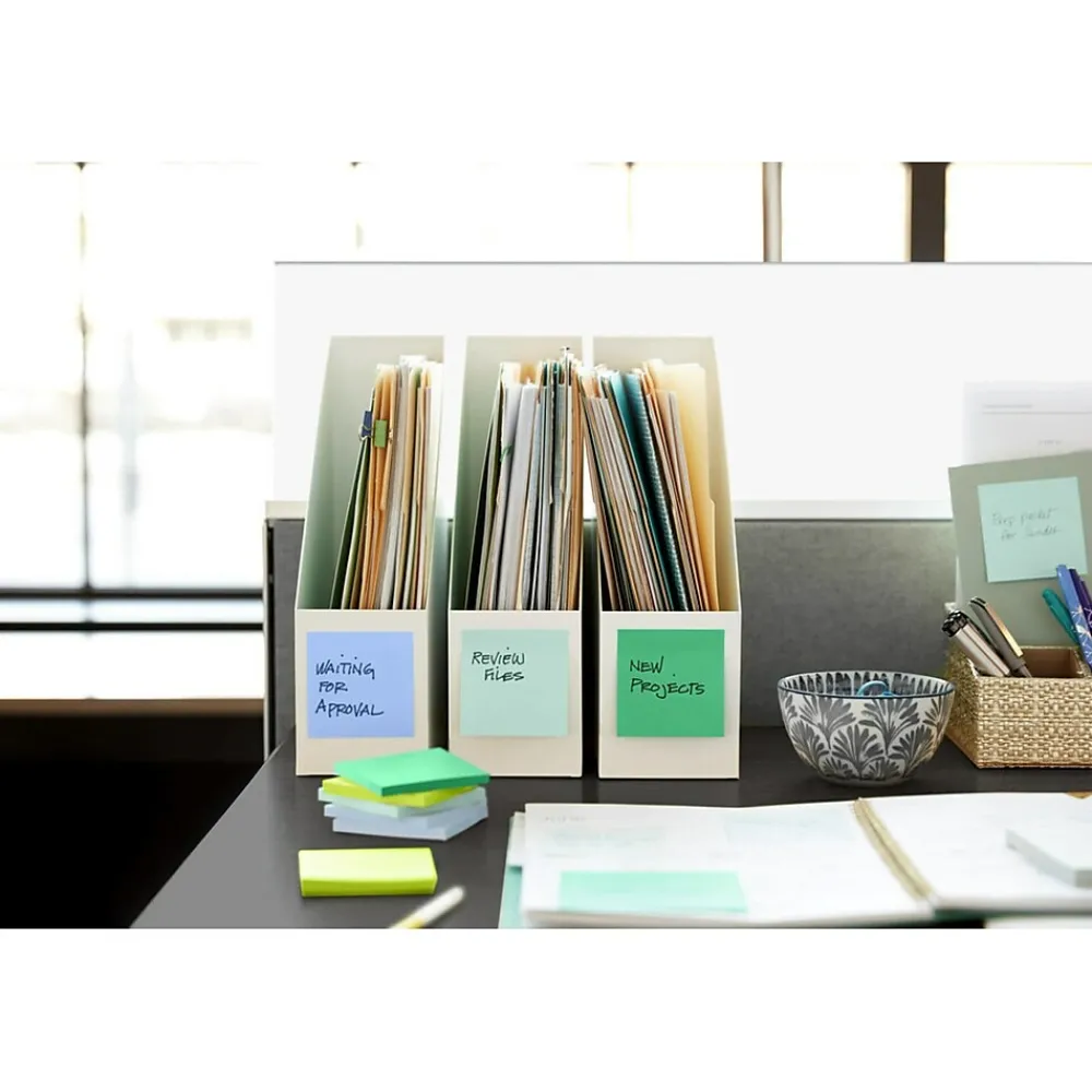 Post-It Notes*Post-it Recycled Super Sticky Notes, 3" x 3", Oasis Collection, 70 Sheet/Pad, 12 Pads/Pack (654R-12SST)