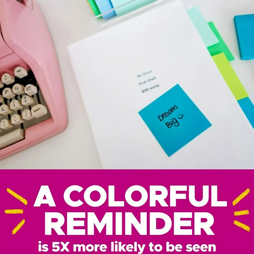 Post-It Notes*Post-it Recycled Super Sticky Notes, 3" x 3", Oasis Collection, 70 Sheet/Pad, 12 Pads/Pack (654R-12SST)