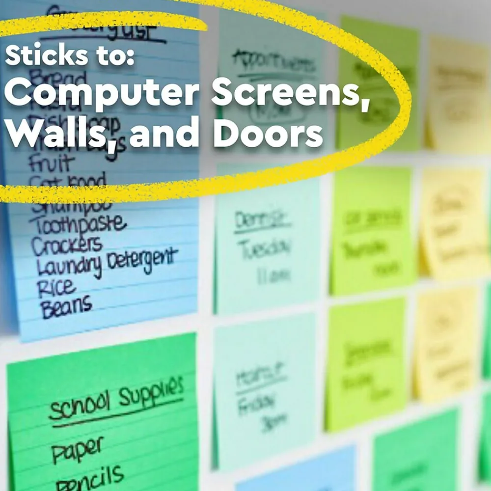 Post-It Notes*Post-it Recycled Super Sticky Notes, 3" x 3", Collection, 70 Sheet/Pad, 5 Pads/Pack (654R-5SST) Oasis