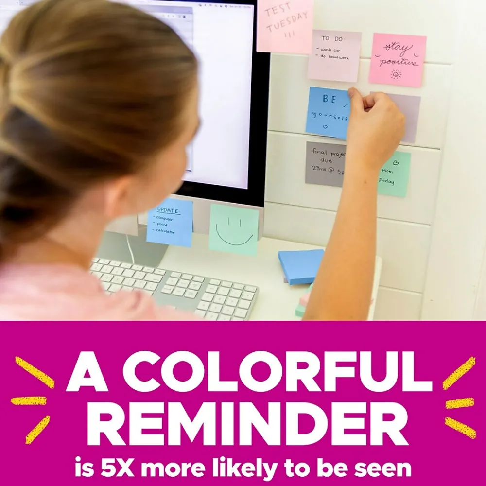 Post-It Notes*Post-it Recycled Super Sticky Pop-up Notes, 3" x 3", Collection, 70 Sheet/Pad, 6 Pads/Pack (R330R-6SSNRP) Wanderlust Pastels
