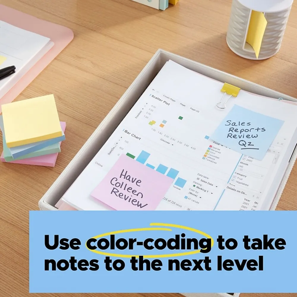 Post-It Notes*Post-it Recycled Super Sticky Pop-up Notes, 3" x 3", Collection, 70 Sheet/Pad, 6 Pads/Pack (R330R-6SSNRP) Wanderlust Pastels