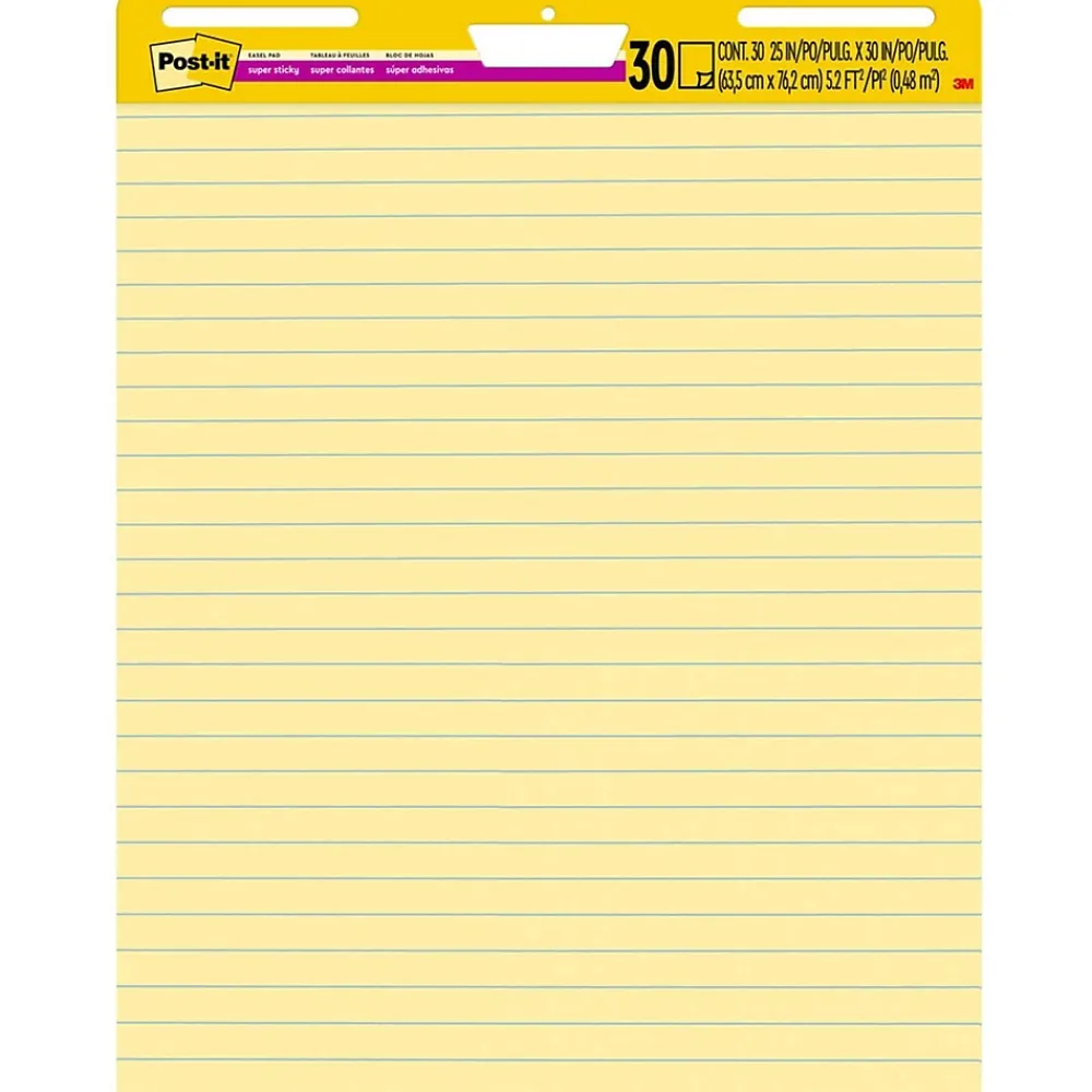 Easel Paper Pads*Post-it ® Super Sticky Easel Pad, 25" x 30", Yellow with Lines, 30 Sheets/Pad (561)
