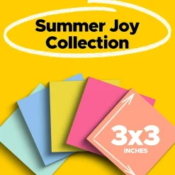 Post-It Notes*Post-it Super Sticky Notes, 3" x 3", Collection, 45 Sheet/Pad, 15 Pads/Pack (654-15SSJOY) Summer Joy