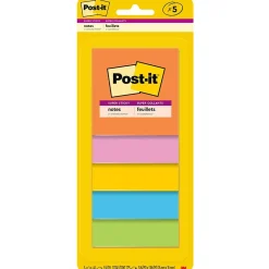 Post-It Notes*Post-it Super Sticky Notes, 3" x 3", Energy Boost Collection, 45 Sheet/Pad, 5 Pads/Pack (3321-5SSAU)