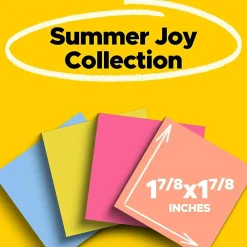 Sticky Notes*Post-it Super Sticky Notes, 1 7/8" x 1 7/8", Summer Joy Collection, 90 Sheet/Pad, 8 Pads/Pack (622-8SSJOY)