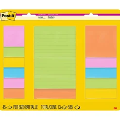 Post-It Notes*Post-it Super Sticky Notes, Assorted Sizes, Energy Boost, Lined & Unlined, 45 Sheets/Pad , 13 Pads/Pack (4623-13SSAU)