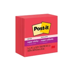 Post-It Notes*Post-it Super Sticky Notes, 3" x 3", Saffron, 90 Sheet/Pad, 5 Pads/Pack (654-5SSRR) Red