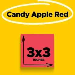 Post-It Notes*Post-it Super Sticky Notes, 3" x 3", Saffron, 90 Sheet/Pad, 5 Pads/Pack (654-5SSRR) Red