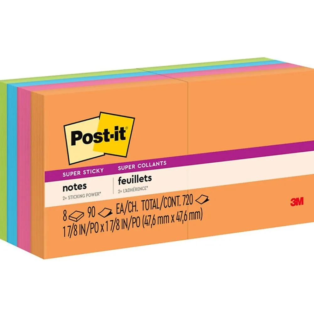 Post-It Notes*Post-it Super Sticky Notes, 2" x 2", Collection, 90 Sheet/Pad, 8 Pads/Pack (6228SSAU) Energy Boost