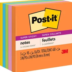 Post-It Notes*Post-it Super Sticky Notes, 3" x 3", Collection, 90 Sheet/Pad, 5 Pads/Pack (654-5SSUC) Energy Boost