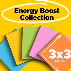 Post-It Notes*Post-it Super Sticky Notes, 3" x 3", Energy Boost Collection, 90 Sheet/Pad, 12 Pads/Pack (65412SSUC)