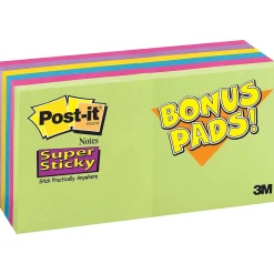 Post-It Notes*Post-it ® Super Sticky Notes, 3" x 3", Jewel Pop Colors, 12 Pads/Pack